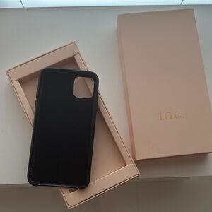 tde. Black Phone Case for iPhone with Textured Surface and Premium Packaging NIB